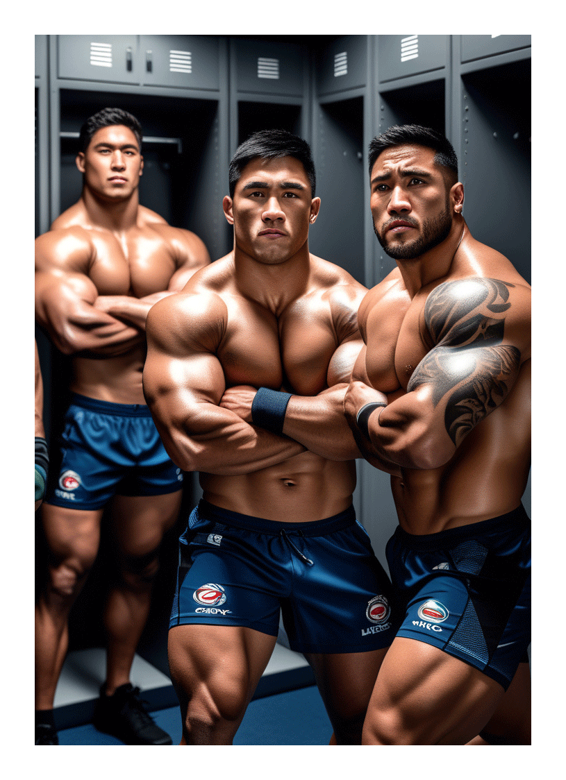 three Pacific Islander rugby players